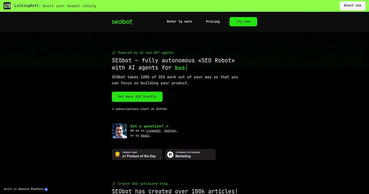 SEObot - screenshot